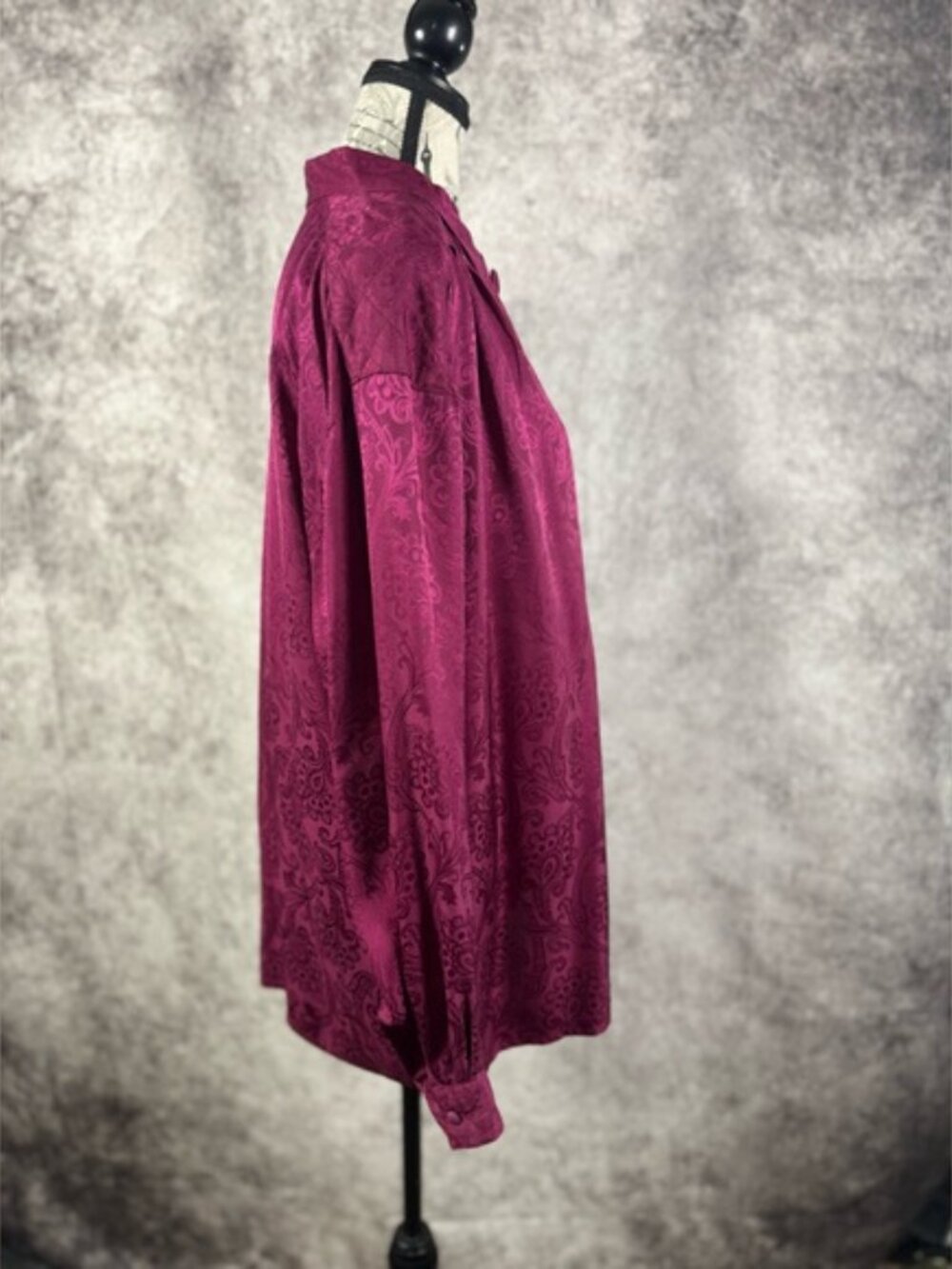 Signature Silks 100% Silk Paisley Blouse Burgundy Size M - Picture 5 of 10